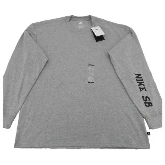 Nike SB Skate Long Sleeve Shirt Mens Size Large Grey Heather NEW - Picture 1 of 8